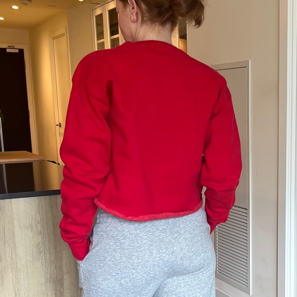 Vintage Cropped Roots Sweatshirt Red MENS SMALL - Picture 2 of 11